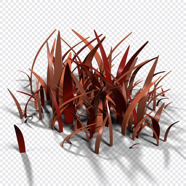 Ilustración 3D de hierba seca dibujada en la naturaleza