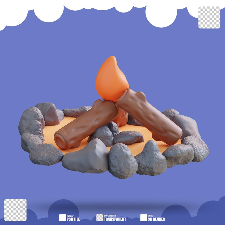 PSD ilustración 3d de hoguera 2