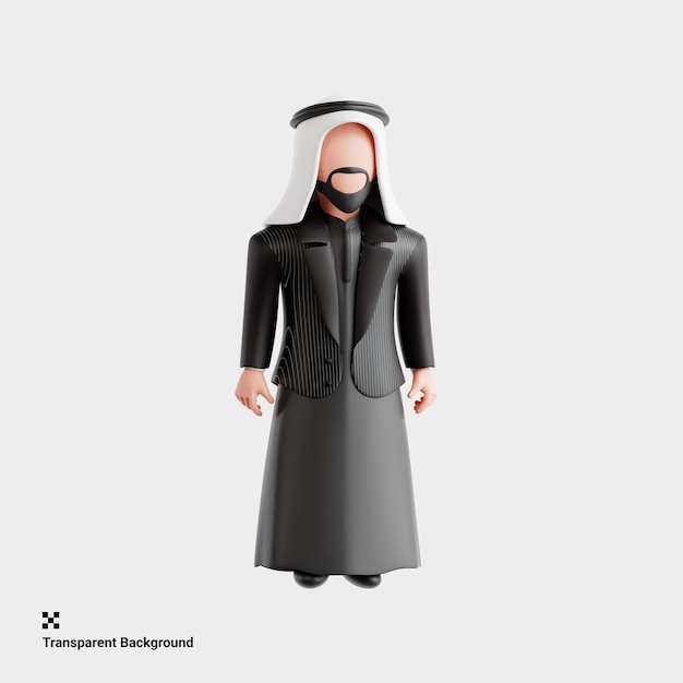 Ilustración 3D de un hombre palestino orgulloso abrazando la cultura