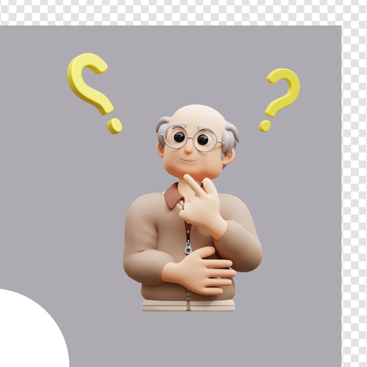 PSD ilustración 3d hombre pensando preguntas