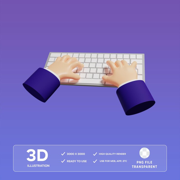 Ilustración 3D del hombre que escribe en PSD