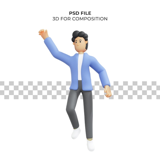 Ilustración 3d de un hombre saltando por un sueño Premium Psd