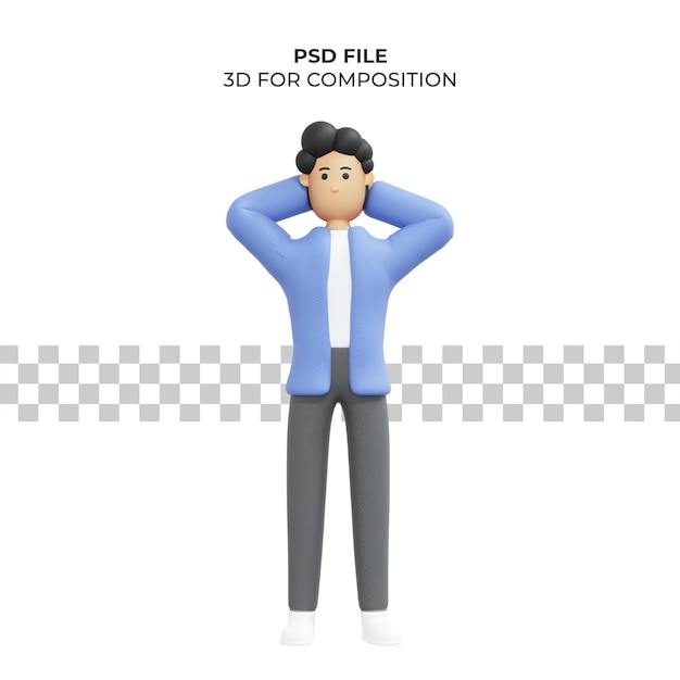 PSD ilustración 3d de un hombre sosteniendo su cabeza premium psd