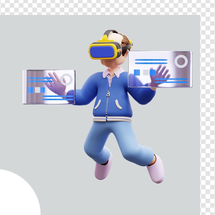 PSD ilustración en 3d hombre usando realidad virtual