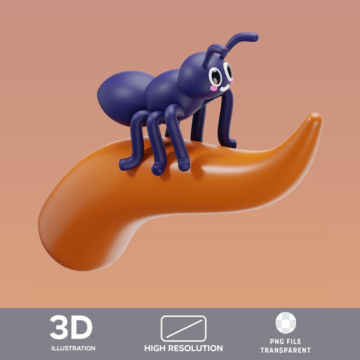 PSD ilustración 3d de la hormiga psd
