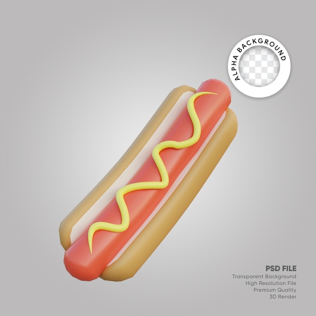 Ilustración 3d hot dog