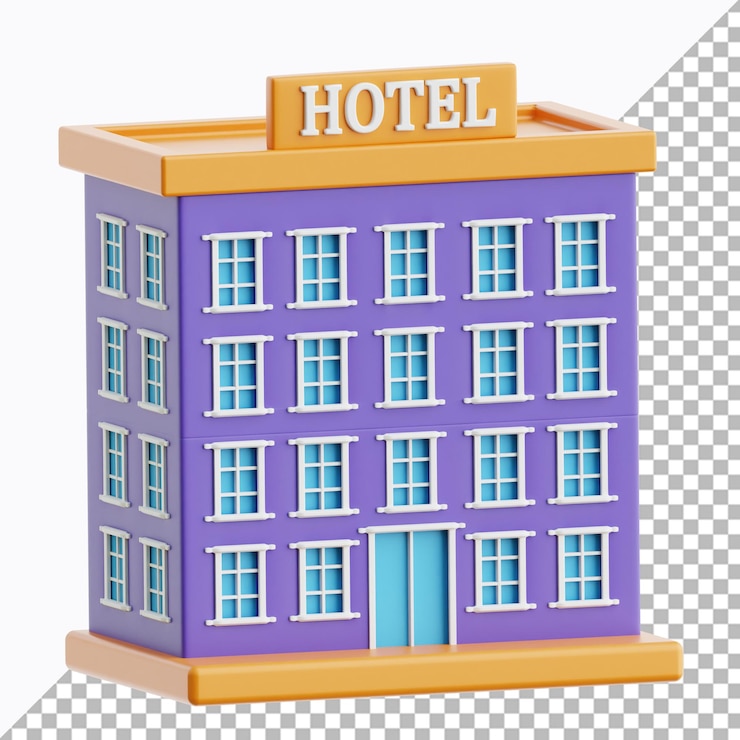 PSD ilustración en 3d del hotel