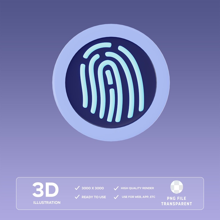 PSD ilustración 3d de las huellas dactilares de psd