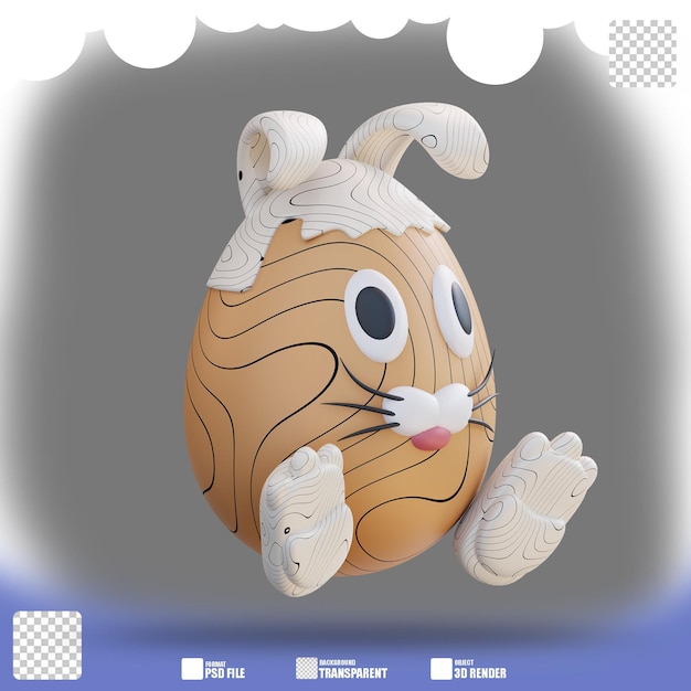 Ilustración 3d de huevo disfrazado de conejito 2