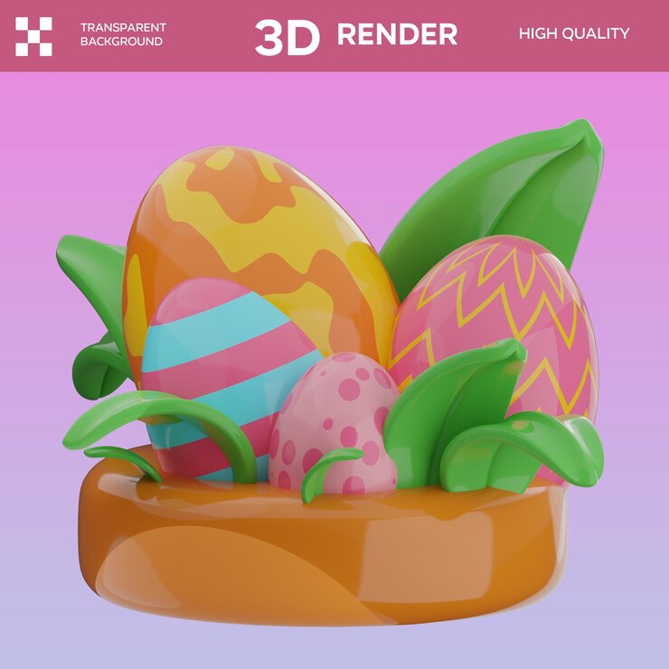 PSD ilustración en 3d de los huevos ocultos de psd
