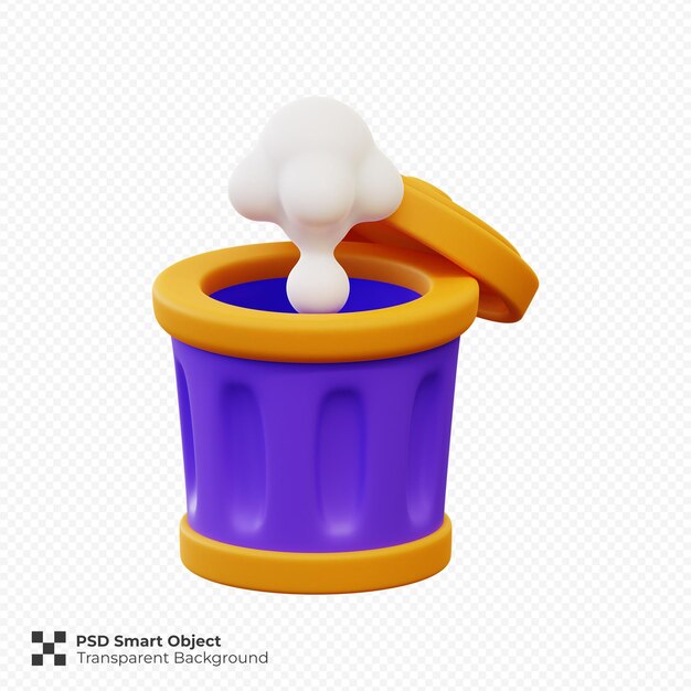 Ilustración 3D del icono de la basura vacía aislado psd premium