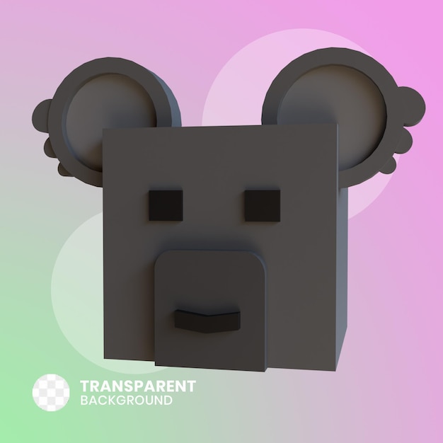 Ilustración 3d de icono de cabeza de animal