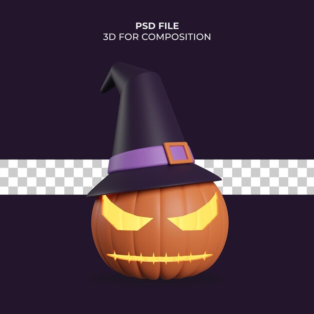 Ilustración 3d icono de calabaza de halloween Psd Premium