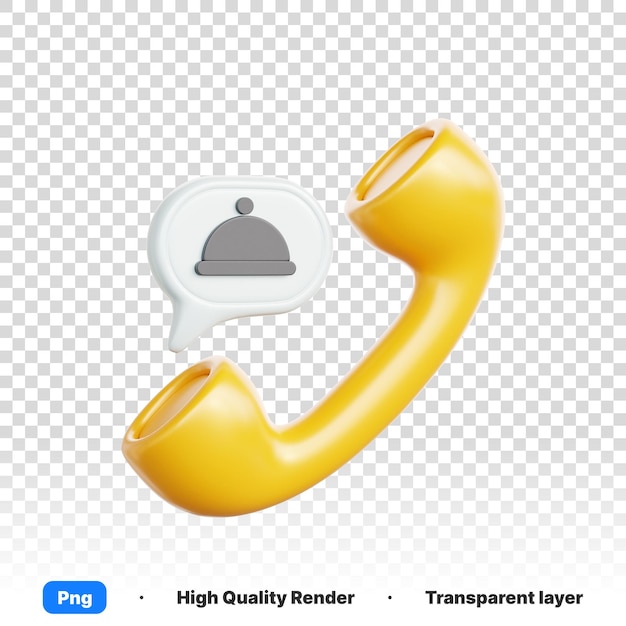 PSD ilustración 3d de un icono de campana de teléfono de llamada amarilla con una parte superior en forma de campana en un fondo transparente