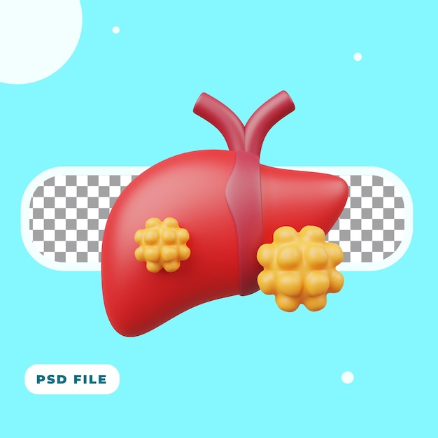 Ilustración 3d del icono del cáncer de hígado