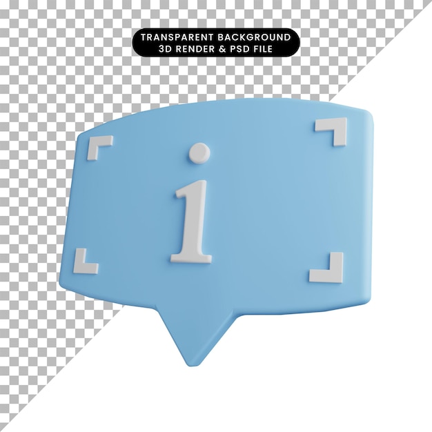 PSD ilustración 3d del icono de chat con la letra i para obtener información