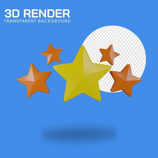 Ilustración 3D del icono de cinco estrellas