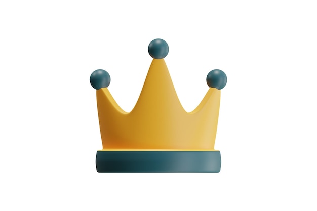 Ilustración 3D del ícono de la corona tridimensional