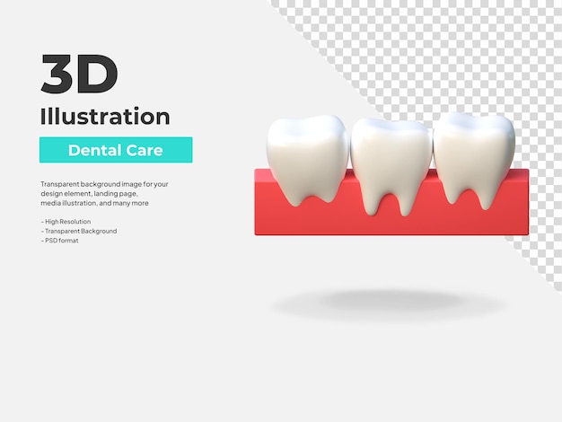 PSD ilustración 3d de icono de cuidado dental de dientes desalineados