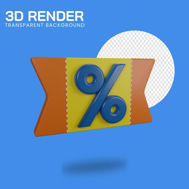 Ilustración 3D del icono del cupón