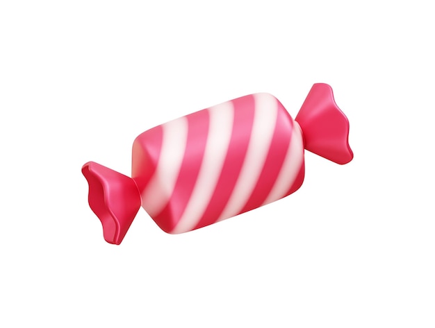 Ilustración en 3D del icono de los dulces de rayas rosadas