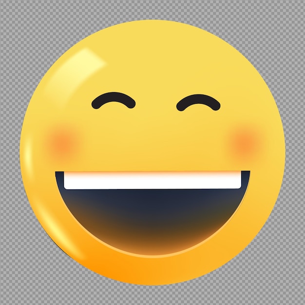 PSD ilustración 3d del icono de emoji de cara feliz en un fondo transparente