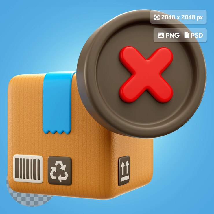 PSD ilustración en 3d del icono de la entrega fallida
