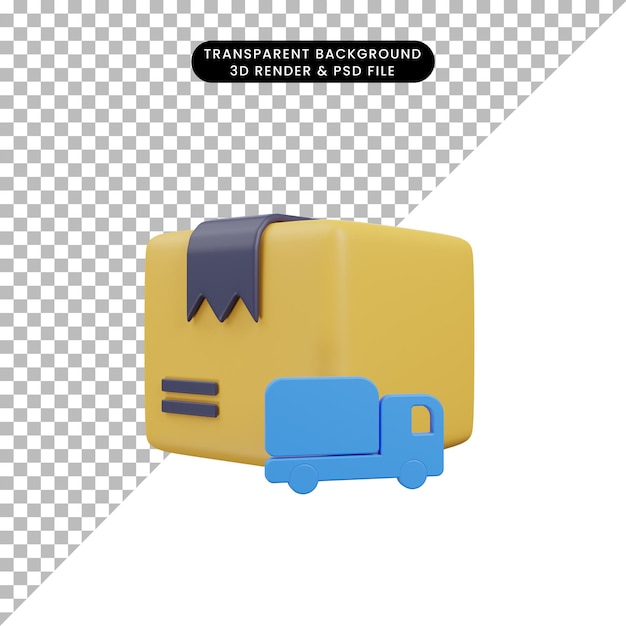 Ilustración 3D del icono de envío en un furgón de estilo 3D