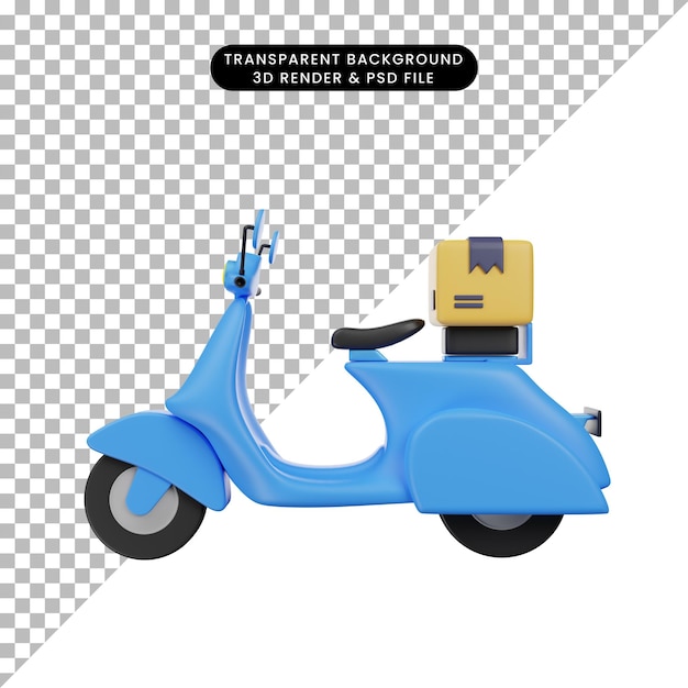 Ilustración 3D del icono de envío en mensajería de motocicleta de estilo 3D
