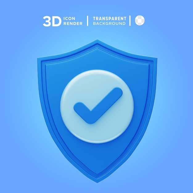 PSD ilustración 3d del icono del escudo psd