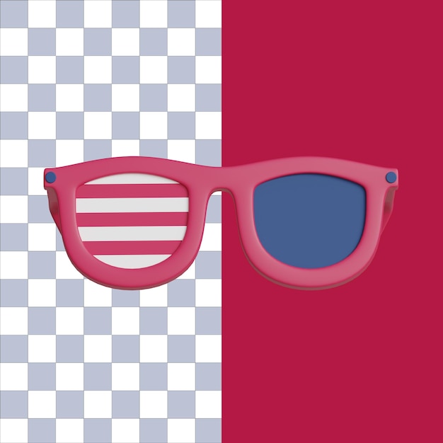 PSD ilustración 3d del icono de las gafas del día de la independencia