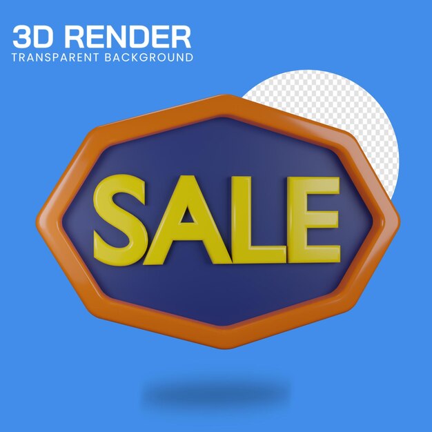 Ilustración 3D del icono de la insignia de venta