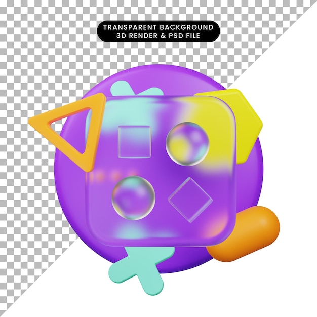 ilustración 3d icono de interfaz de usuario modo de morfismo de vidrio renderizado 3d