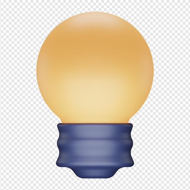 Ilustración 3d del icono de lámpara de bombilla psd