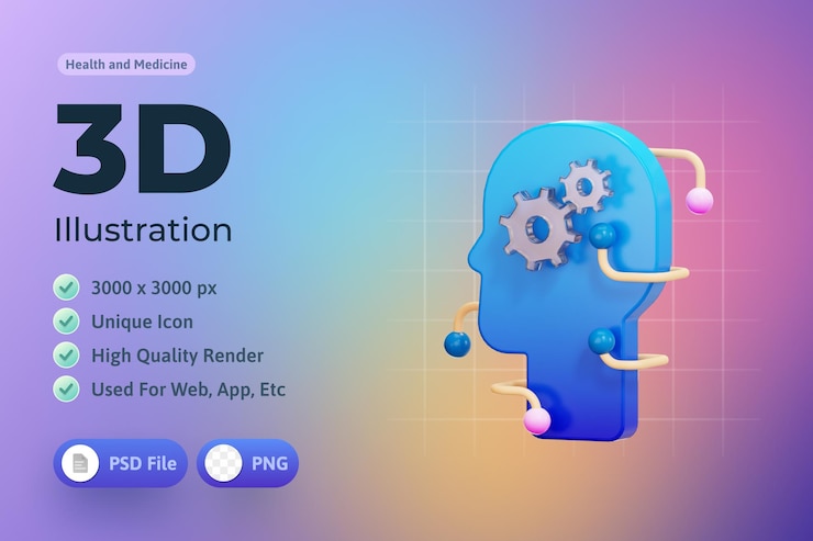 PSD ilustración 3d de icono médico de biohacking