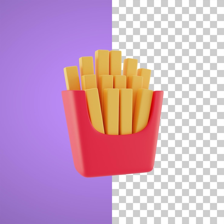 PSD ilustración 3d de icono de objeto de papas fritas