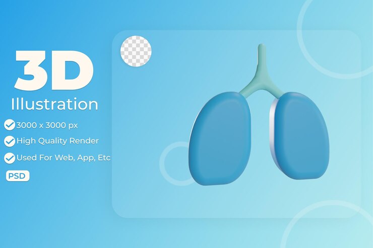PSD ilustración 3d icono de objeto pulmones sanitarios se puede utilizar para gráficos de información de aplicaciones web, etc.