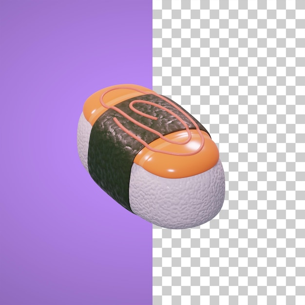Ilustración 3D del icono de objeto de sushi