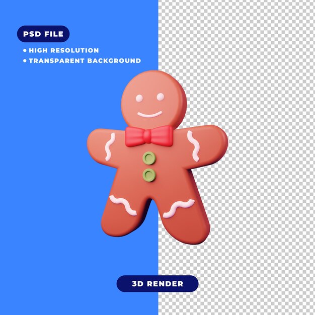 Ilustración 3D del icono de pan de jengibre