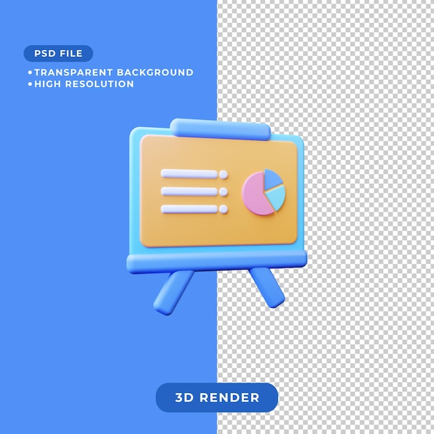 PSD ilustración 3d del icono de presentación empresarial