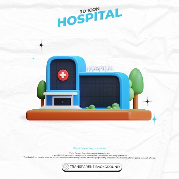 PSD ilustración 3d del icono de salud del hospital