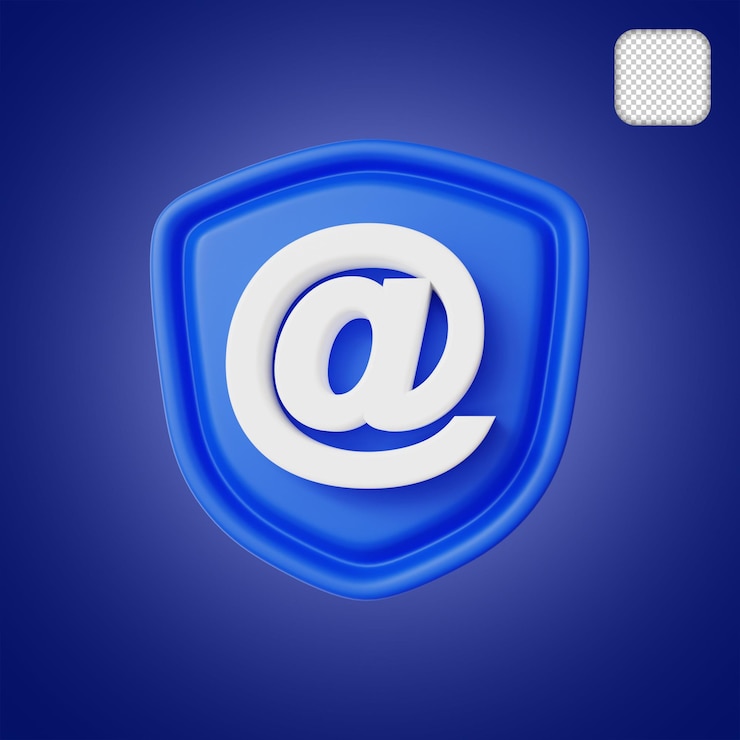 PSD ilustración 3d de icono de seguridad de correo electrónico de escudo