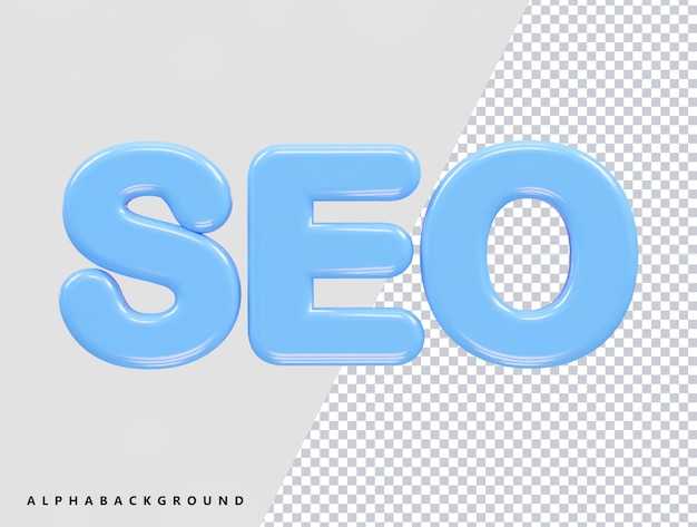 Ilustración 3D del icono Seo que muestra el elemento transparente