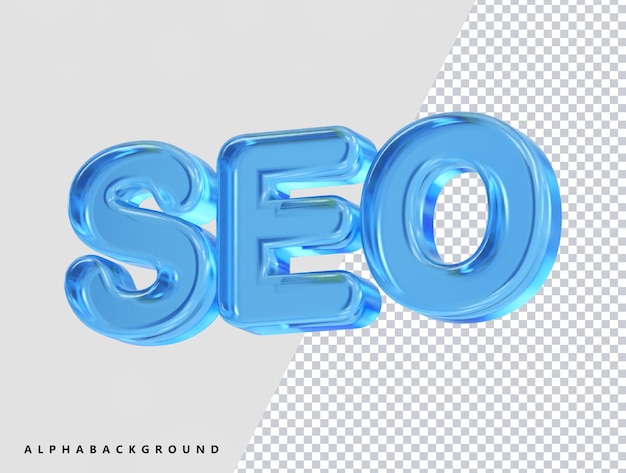 PSD ilustración 3d del icono seo que muestra el elemento transparente