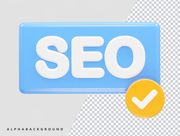 Ilustración 3D del icono Seo que muestra el elemento transparente
