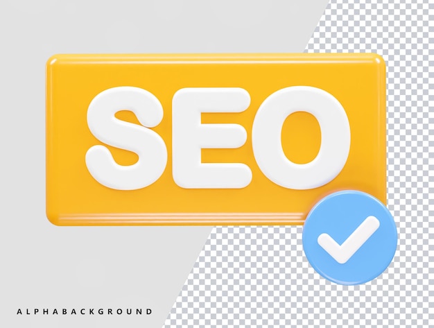 Ilustración 3D del icono Seo que muestra el elemento transparente