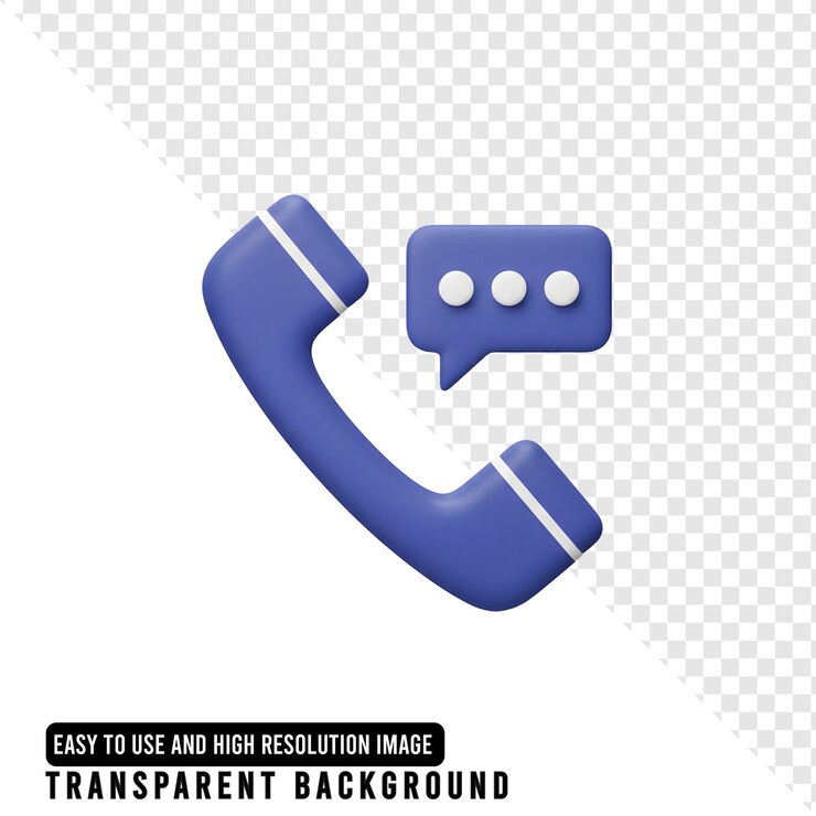 PSD ilustración 3d de un icono de teléfono azul con burbuja de chat