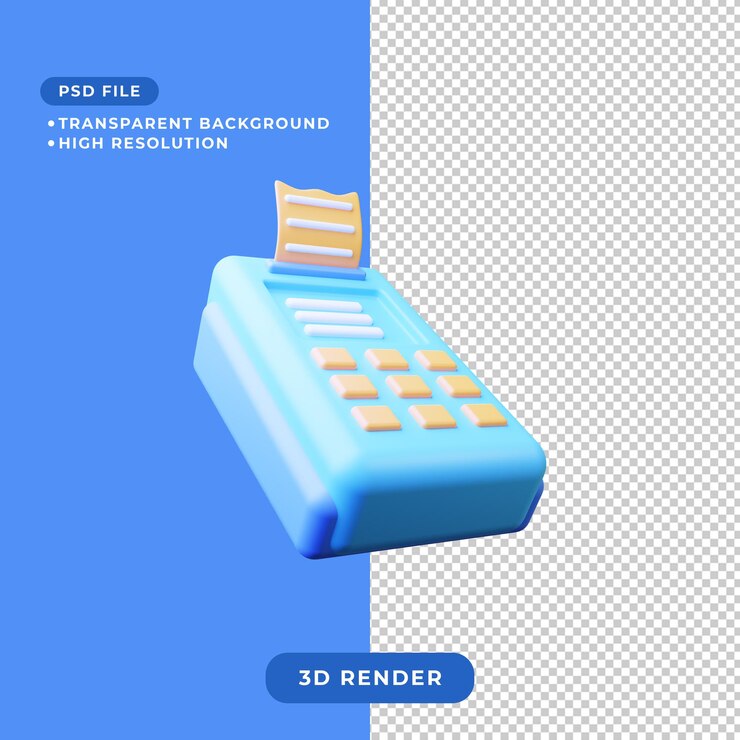PSD ilustración 3d del icono de terminal de pago