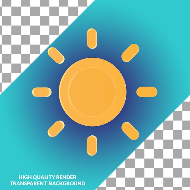 Ilustración 3d del icono del tiempo del sol