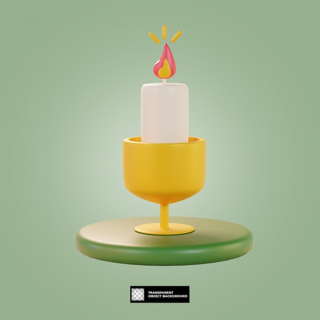 PSD ilustración 3d del icono de velas de ramadán aislado